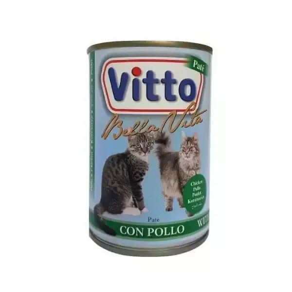 کنسرو غذای گربه ویتو با طعم مرغ Vitto Con Pollo وزن 415 گرم