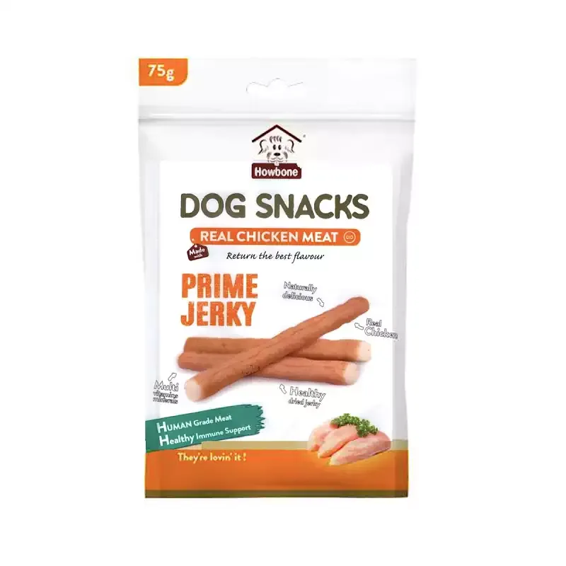 تشویقی سگ هاوبن مدل اسنک نرم طعم مرغ HowBone Prime Jerky وزن 75 گرم
