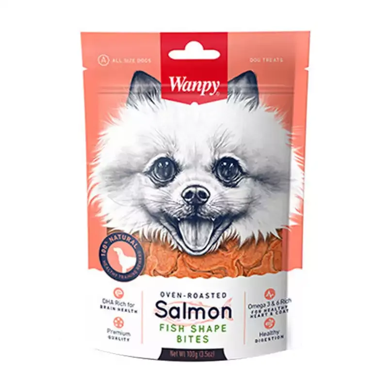 تشویقی سگ ونپی مدل Salmon Fish Shape Bites وزن 100 گرم