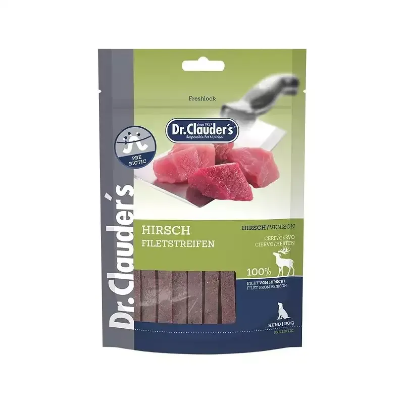 تشویقی سگ دکتر کلادرز با طعم گوشت گوزن Dr.Clauders Venison Snack وزن 80 گرم