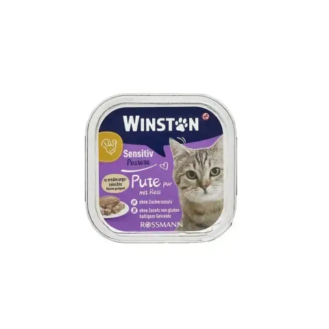 غذای کاسه ای گربه وینستون با طعم بوقلمون و برنج Winston Turkey with Rice وزن 100 گرم