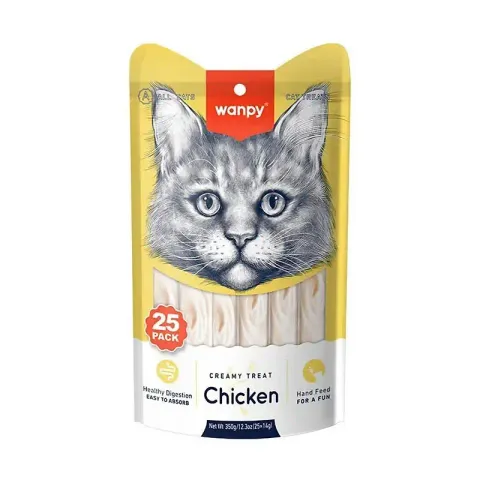 بستنی گربه ونپی با طعم مرغ سفارش اروپا Wanpy Creamy Treat بسته 25 عددی