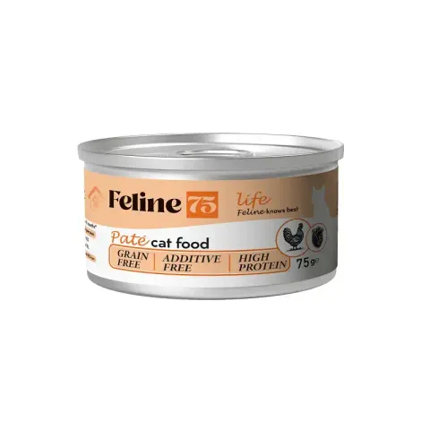 کنسرو گربه فیلاين پته Feline طعم مرغ و دل وزن 75 گرم