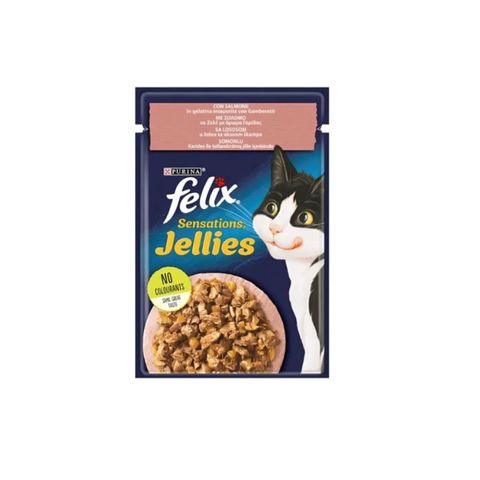 پوچ گربه فلیکس با طعم ماهی سالمون در ژله Felix Salmon in Jelly وزن 85 گرم