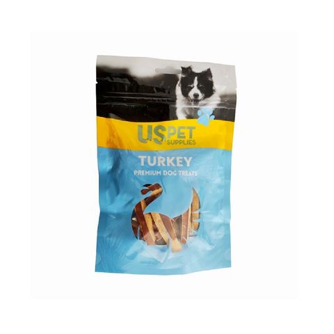 تشویقی سگ یو اس پت با بوقلمون و ماهی مدل نواری USPet Fish Turkey Stripes وزن 100 گرم