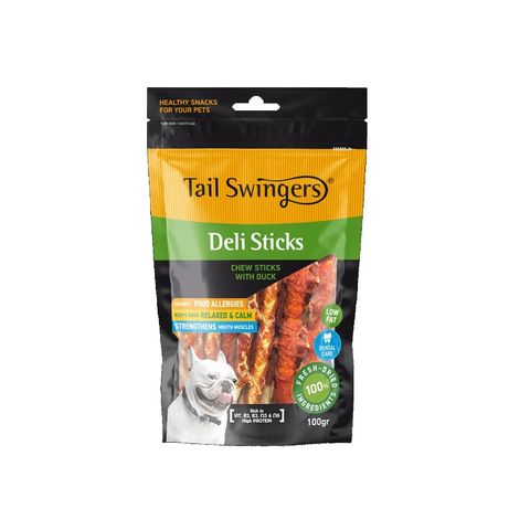 تشویقی سگ تیل سوینگر مدل میله فلورایدی دورپیچ اردک Tail Swingers Chew Stick Duckوزن 100 گرم