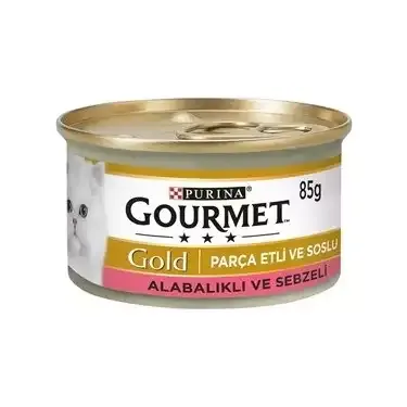 کنسرو غذای گربه با طعم قزل آلا و سبزیجات گورمت Gourmet Gold Trout Fish in Gravy وزن 85 گرم