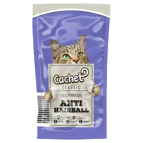 تشویقی گربه کچت آنتی هربال ( دفع کننده گلوله مویی ) Cachet Treat Anti HairBall وزن ۷۰ گرم