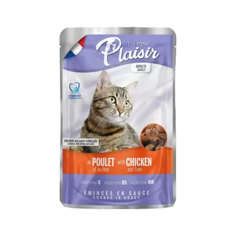 پوچ گربه پلایزر با طعم مرغ و جگر Plaisir Chicken & Liver وزن 100 گرم