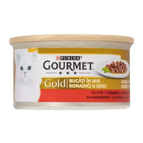 کنسرو غذای گربه گورمت مدل Gold Beef وزن ۸۵ گرم