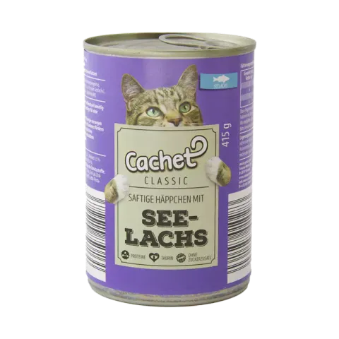 کنسرو غذای گربه کچت با طعم ذغال ماهی آلاسکا Cachet Pollock وزن 415 گرم