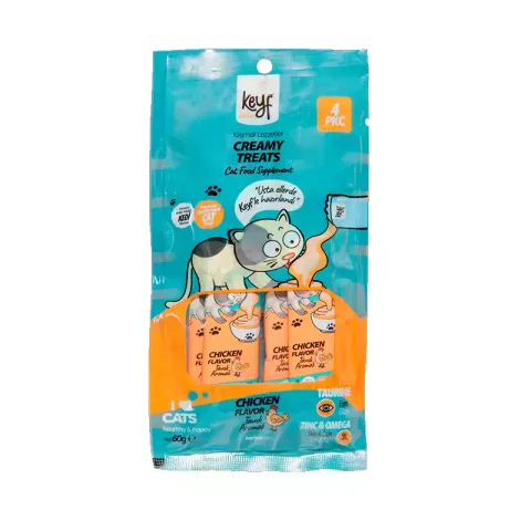 بستنی گربه کیف طعم مرغ Keyf With Chicken بسته 4 عددی
