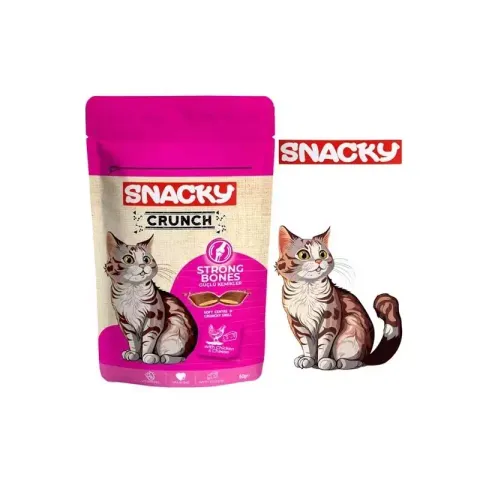 تشويقی گربه اسنکی مدل SNACKY STRONG BONES وزن 60 گرم