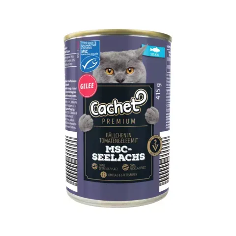 کنسرو غذای گربه کچت با طعم ماهی قزل آلا در ژله Cachet Sealach وزن 415 گرم