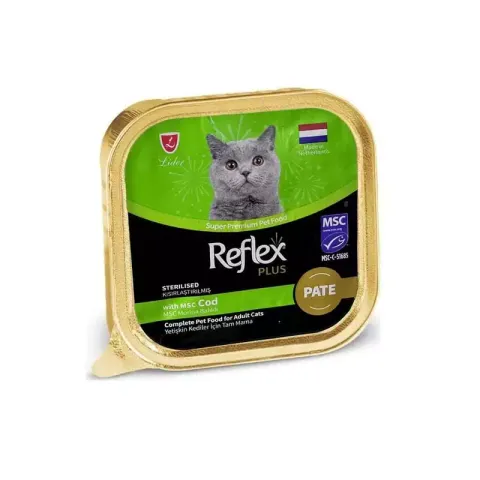 غذای کاسه‌ای گربه بالغ رفلکس پلاس پته با طعم ماهی کاد Reflex Plus Pate Cat Food With Cod وزن ۸۵ گرم