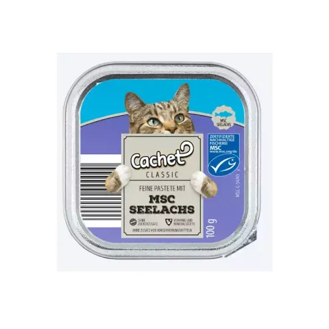 غذای کاسه ای گربه بالغ کچت پته با طعم ماهی اقیانوس Cachet Pate Cat Food With Fish وزن 100 گرم