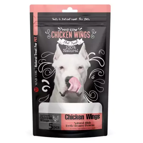 تشویقی سگ مدکاو مدل Chicken Wings بال مرغ وزن 100 گرم