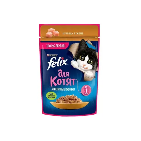 پوچ گربه فلیکس با طعم مرغ در ژله Felix Chicken in Jelly وزن 75 گرم