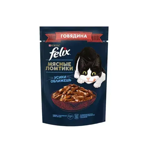 پوچ گربه فلیکس با طعم بیف در سس Felix Beef in Sauce وزن 75 گرم