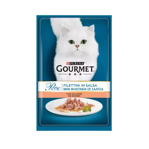 پوچ گربه گورمت با طعم ماهی سالمون Gourmet Perle Salmon وزن 85 گرم
