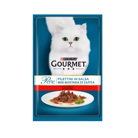 پوچ گربه گورمت با طعم گوشت گاو Gourmet Perle Beef وزن 85 گرم
